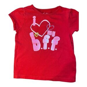 Love Is Girls 5T Red I Love My BFF Heart Graphic T Shirt 100% Cotton